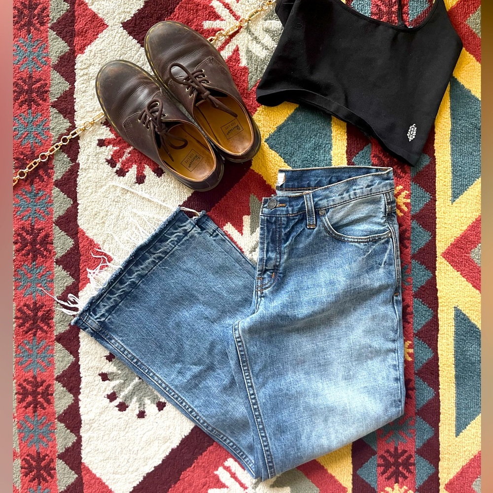 Free People Cropped Kick Flare Jeans